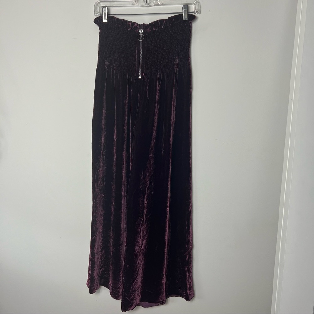 Rebecca Taylor Silk Velvet Wide Leg Pants Purple Elastic 686